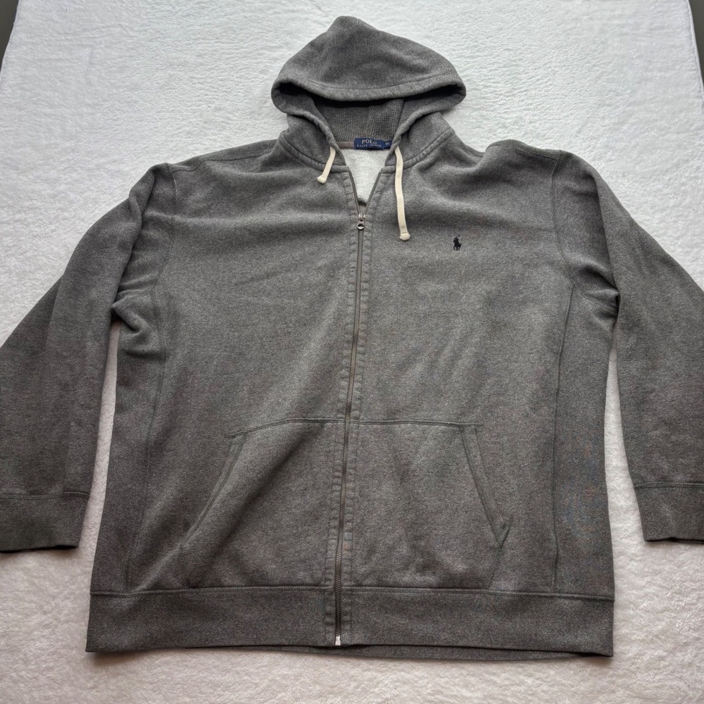 Polo Ralph Lauren Mens 3XLT Tall Gray Full Zip Waffle Lined Hoodie Sweatshirt